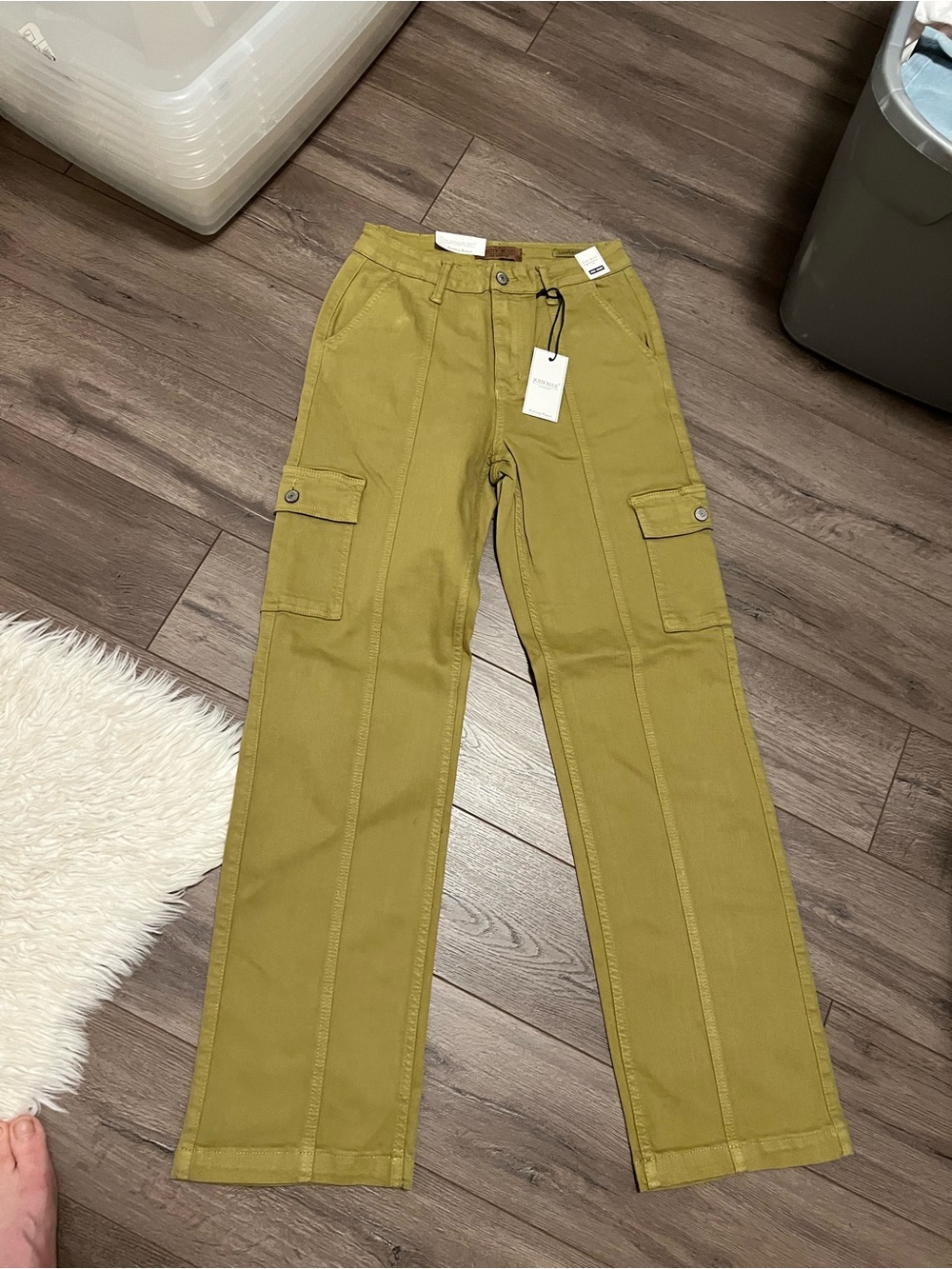 Judy Blue Olive Cargo Pants with Button-Flap Pockets